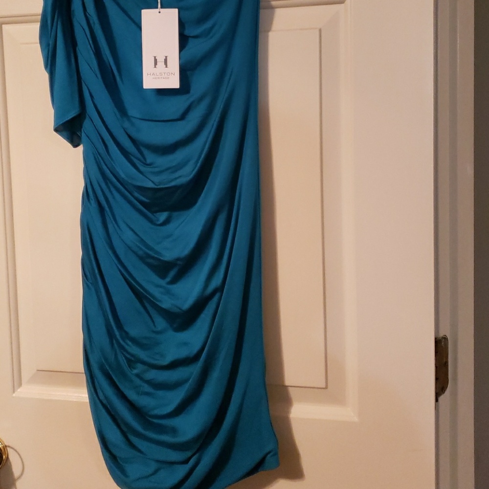Halston Heritage aqua dress